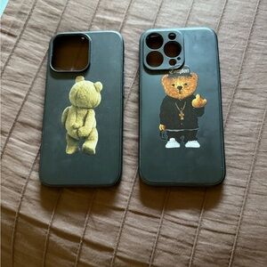 Black Cartoon Bear Phone Case